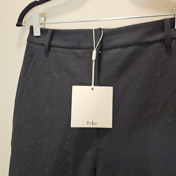 NWT Tibi Women's Black Flat Front Slacks Size 2 - Picture 2 of 7